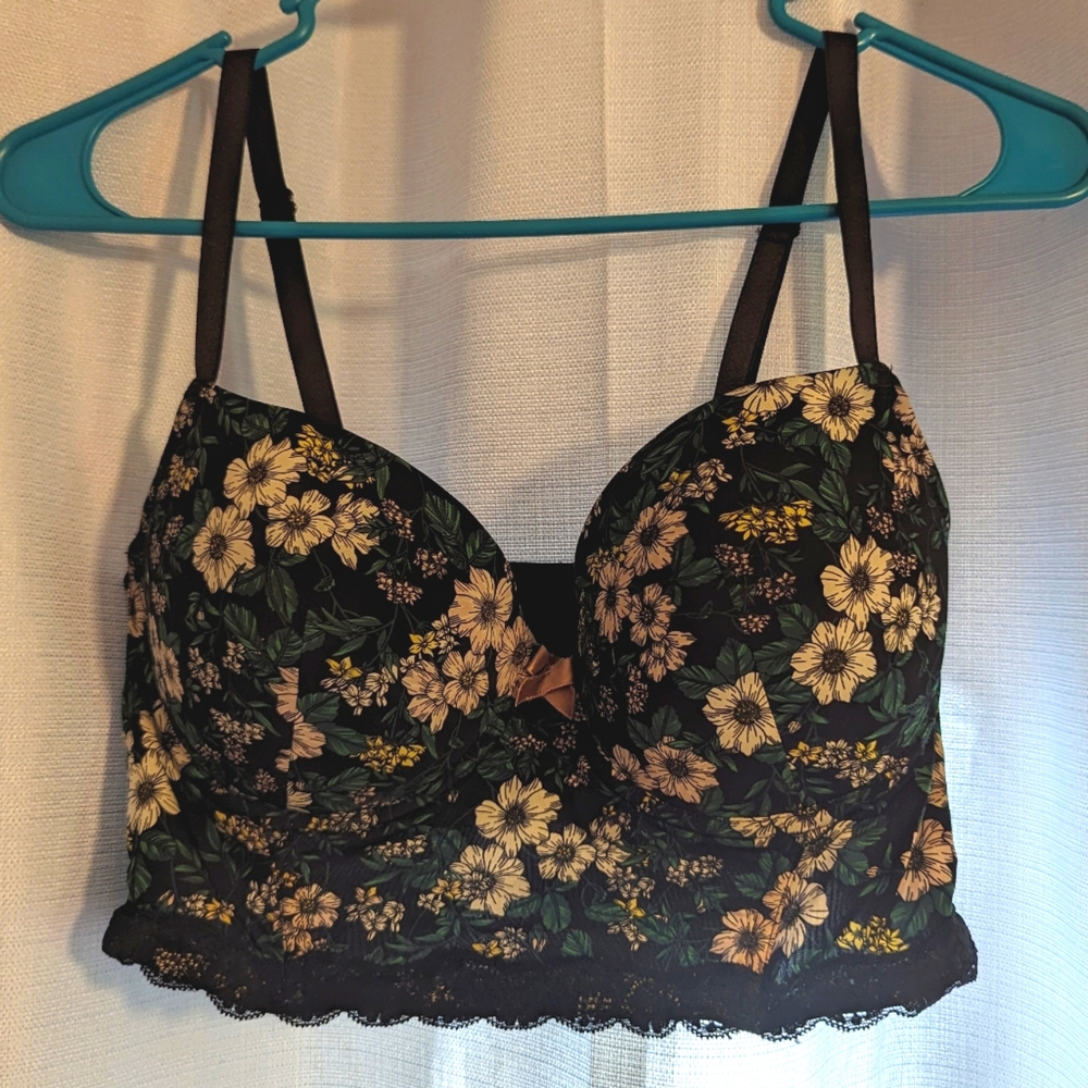 Adore Me Longline Floral Push Up Bra